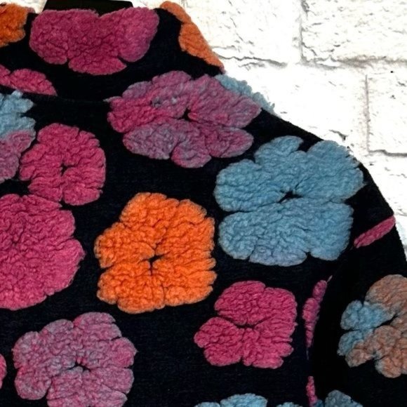 Cider floral fuzzy Bohemian zipper front cardigan sweater Size Small New - Picture 3 of 8